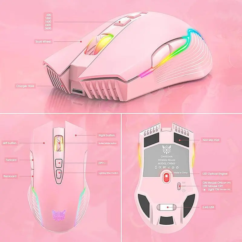 Компьютерная мышка Onikuma CW15 RGB подсветка 3600 DPI для ПК и ноутбука - фото 6
