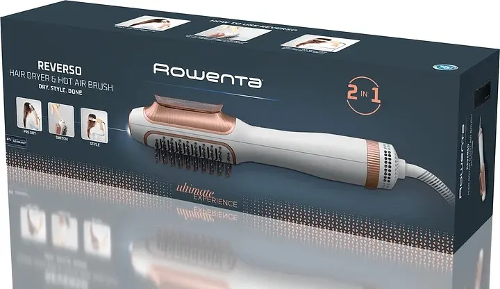 Фен-щетка Rowenta Reverso Dry & Brush 2 в 1 1200 Вт бело-золотистый (CF9820F0) - фото 4