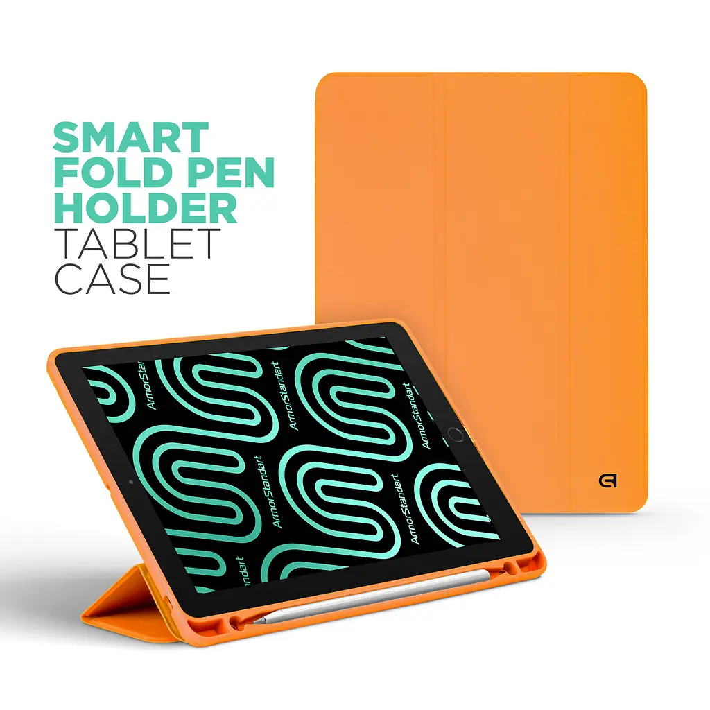 Чохол-книжка для планшета Apple iPad Air 11 (2024)/Air 11 (2025)/Air 11 (2026), Smart Fold Pen, помаранчевий, 11 дюймів, з екошкіри + TPU, з магнітною застібкою, підставкою, тримачем під стилус, протиударний, з функцією Wake/Sleep - фото 3