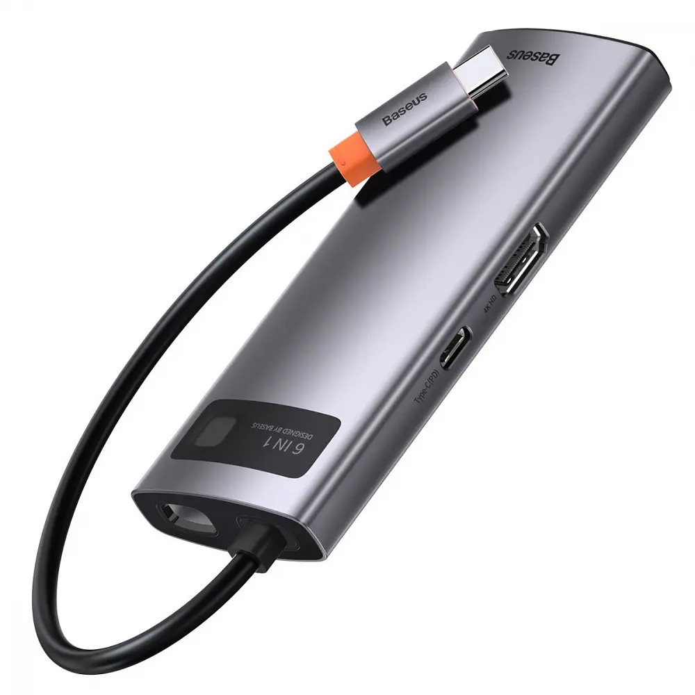 USB-Хаб Baseus Metal Gleam Series 6-in-1 Type-C gray - фото 2