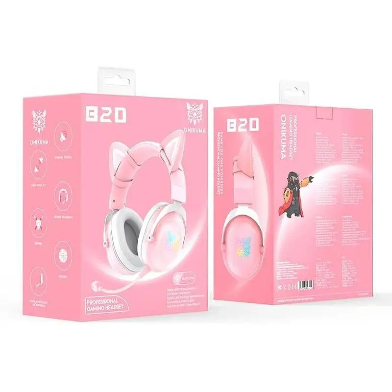 Бездротові навушники повнорозмірні Onikuma B100 (B20) Bluetooth Gaming Cat with LED - фото 5