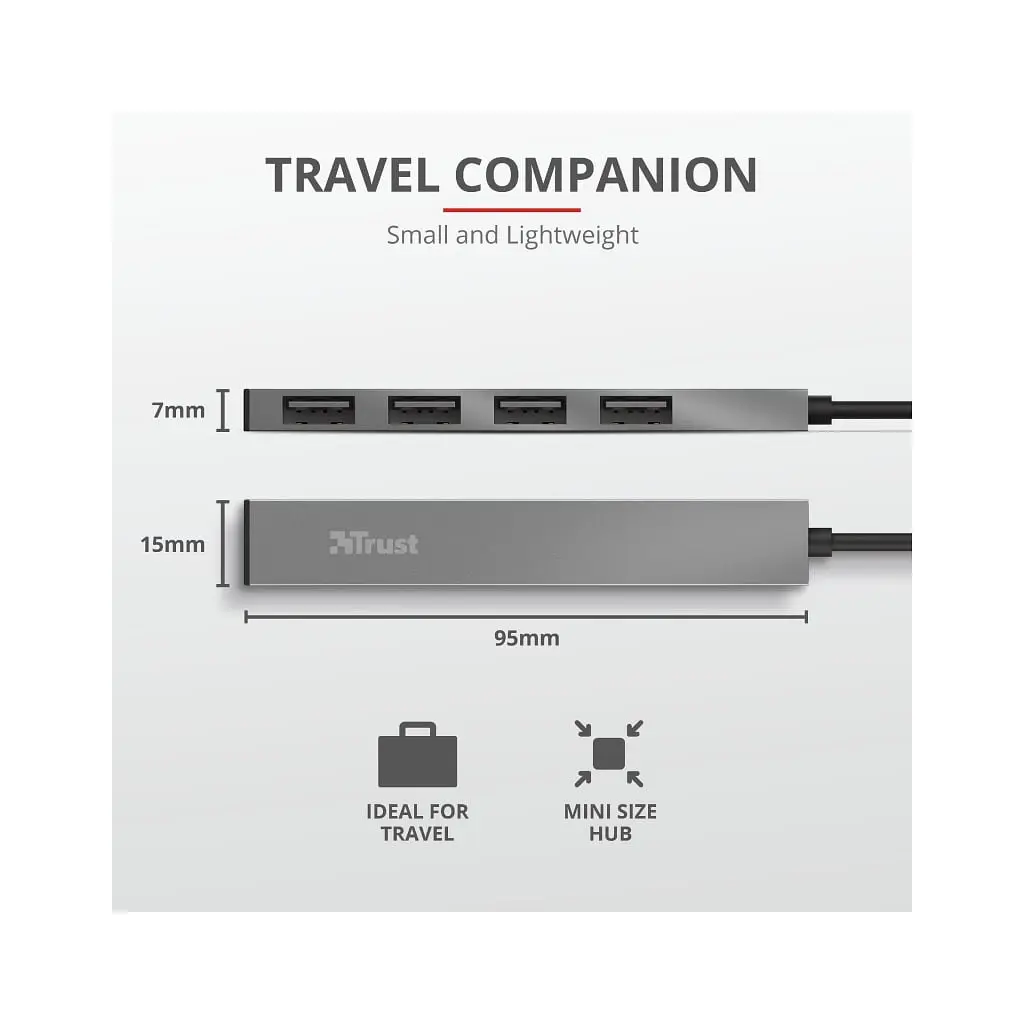 Концентратор Trust Halyx Aluminium 4-Port Mini USB Hub (23786_TRUST) - фото 7