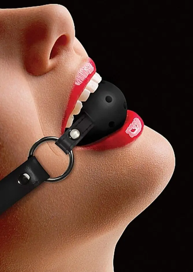 Кляп - Ouch! Ball Gag With Leather Straps Black - фото 4