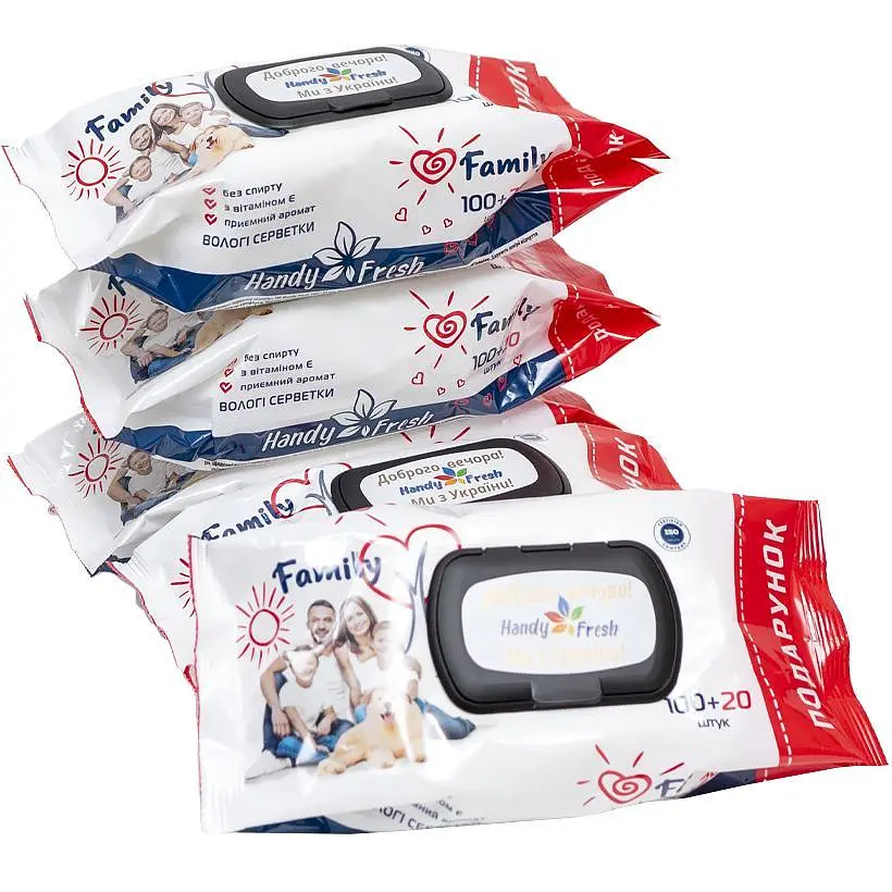 Вологі серветки "Handy Fresh", family, 100+20 (120) шт з клапаном