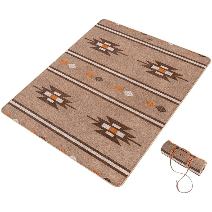 Ковдра Naturehike Geometric pattern wool NH20FS036 поліестр/вовна коричнева - фото 2