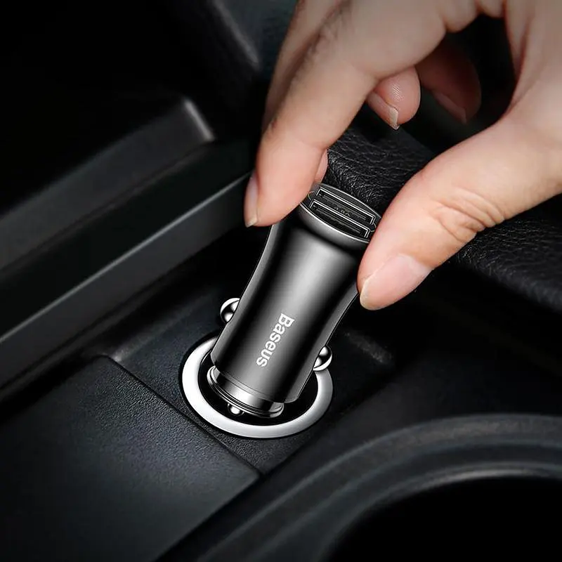Автомобільний зарядний пристрій Baseus Gentleman 4.8A Dual-USB CCALL-GB01 Black - фото 5