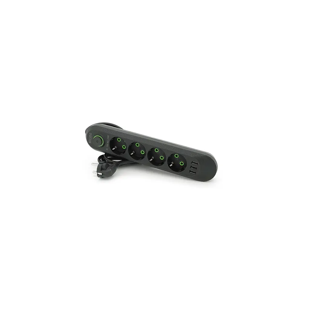 Мережевий фільтр живлення Voltronic F04U, 4 роз. EU, 3 USB Black (F04U-Black) - фото 3