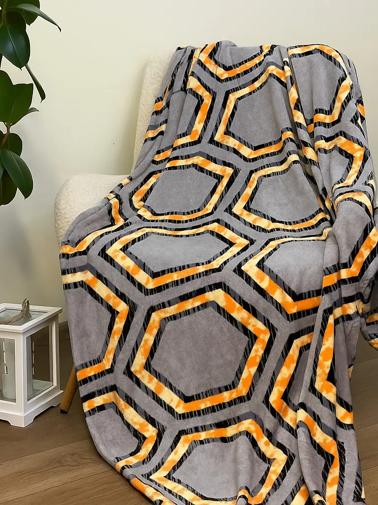 Плед Ecotton 220х240 см із мікрофібри Well Soft Соти сірий 23505 FL-612 (23505)