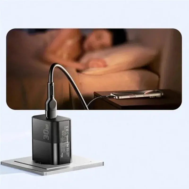 Зарядний пристрій Essager USB-C PD30W + cable USB-C to USB-C 60W black (E30JSB1-SYTT1-T) - фото 7