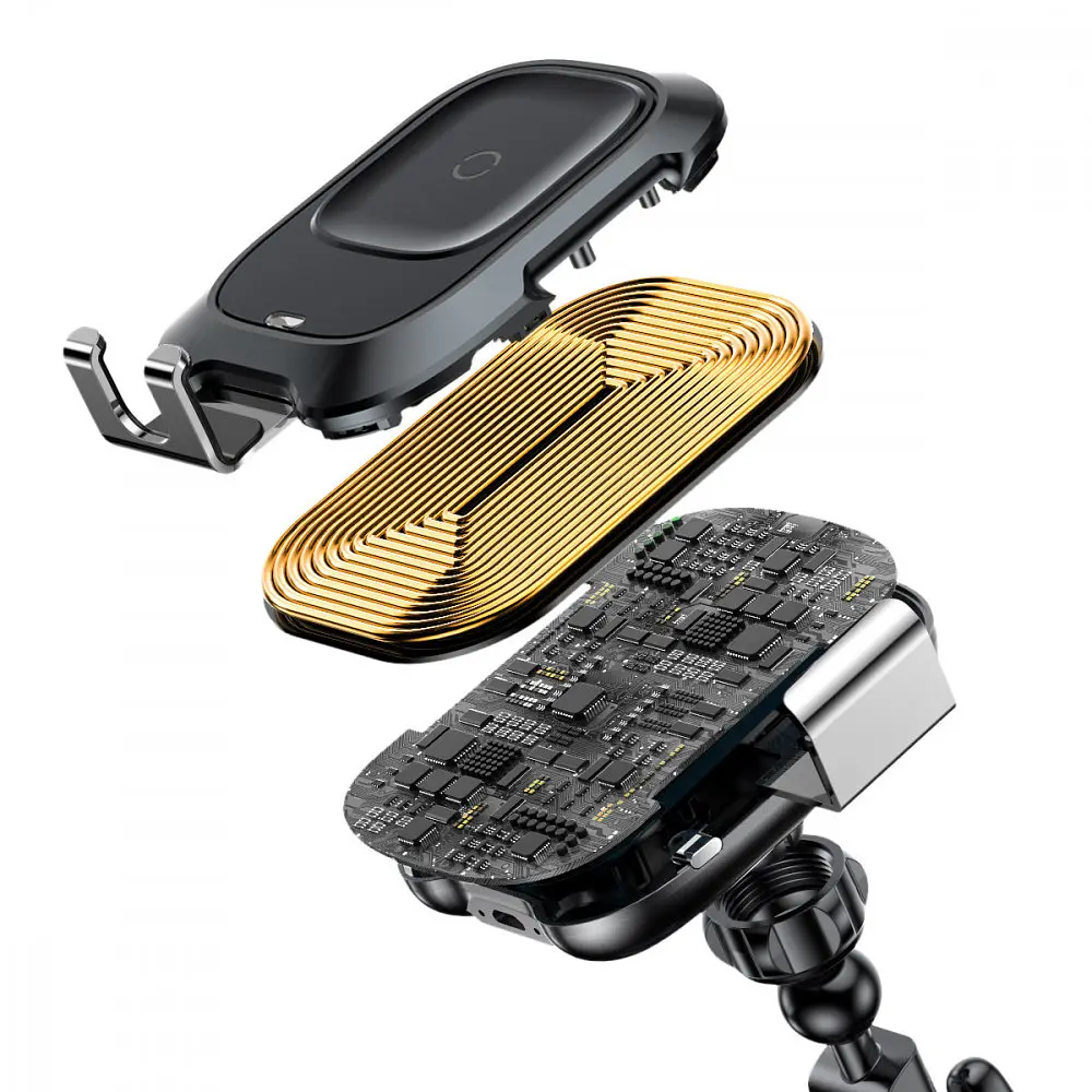 Автодержатель с беспроводной зарядкой Baseus Smart Vehicle Bracket (Osculum Type) black (21738) - фото 4