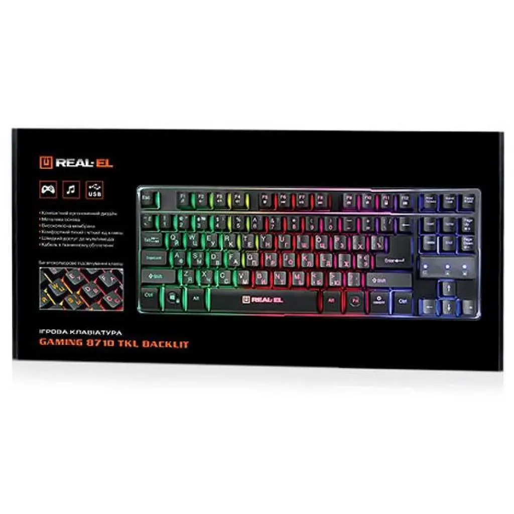 Клавіатура REAL-EL 8710 Gaming TKL Backlit Black (EL123100030) - фото 3