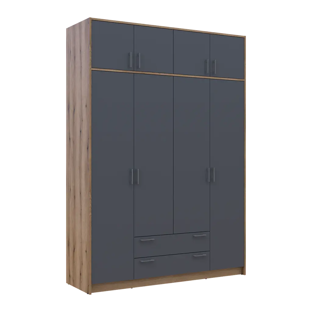 Шафа для одягу Doros Ронді з антресолей Дуб Артизан/Графіт 4ДСП 160х52х236 (80737828) - фото 6