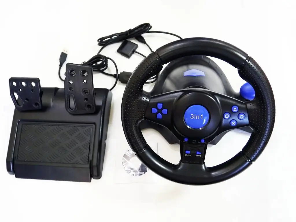 Ігрове кермо з педалями Vibration Steering wheel для пк, PS2, PS3, PC