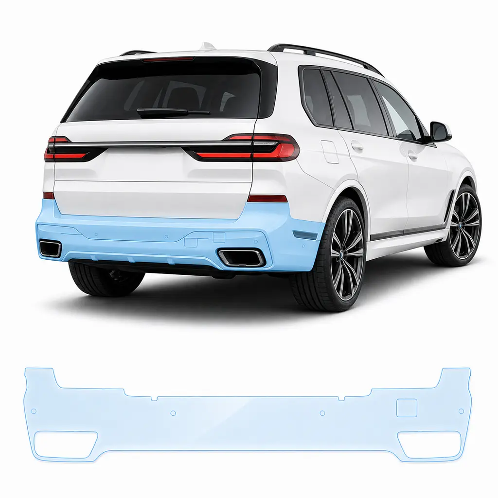 Антигравійна захисна бронеплівка за лекалами для BMW X7 G07 facelift 2022- задній бампер