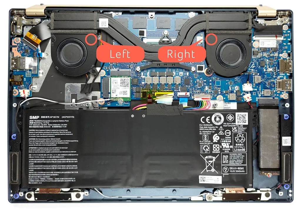 Вентилятор кулер для моделей ноутбука Acer Swift SF314-44, SF314-45, SF514-56 (Left) (23.K0JN8.001) Acer, 5V, 4pin - фото 3