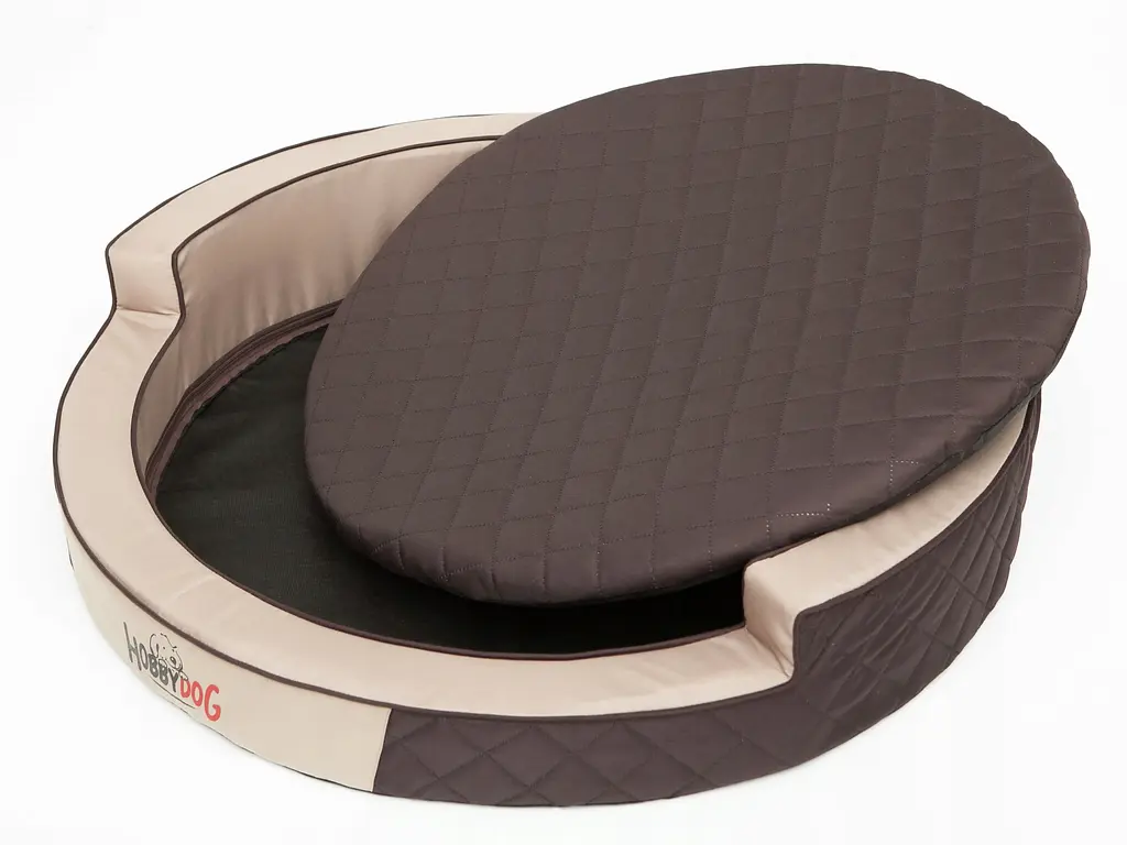 Кругле ліжко для собак Hobbydog Ringo Beige 98х98х18 см - фото 6