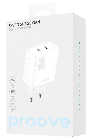 Зарядний пристрій Proove Speed Surge Gan 35W (Type-C + Type-C) white (WCSS30020002) - фото 2