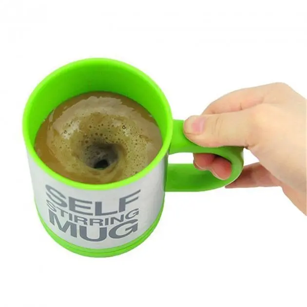 Чашка кухоль мішалка автоматична з вентилятором 400мл Self Stirring Mug зелена - фото 4