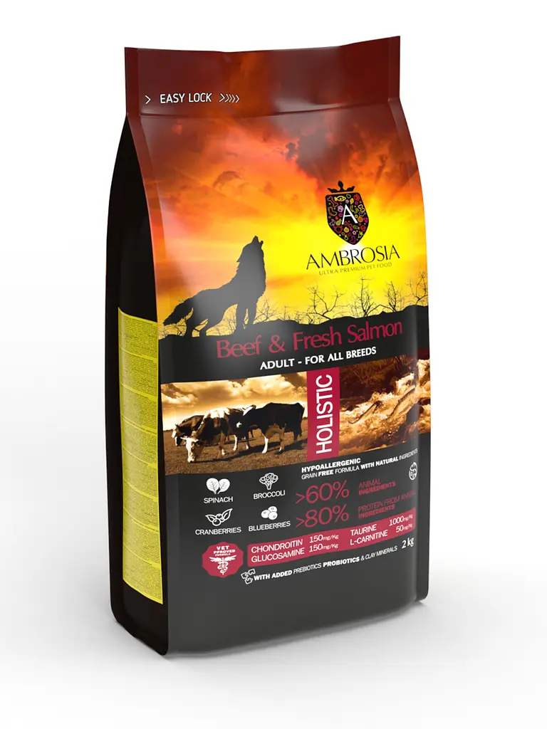 Корм сухой Ambrosia Grain Free Dog Adult Beef & Fresh Salmon для взрослых собак всех пород с говядиной и свежим лососем 12 кг - фото 2