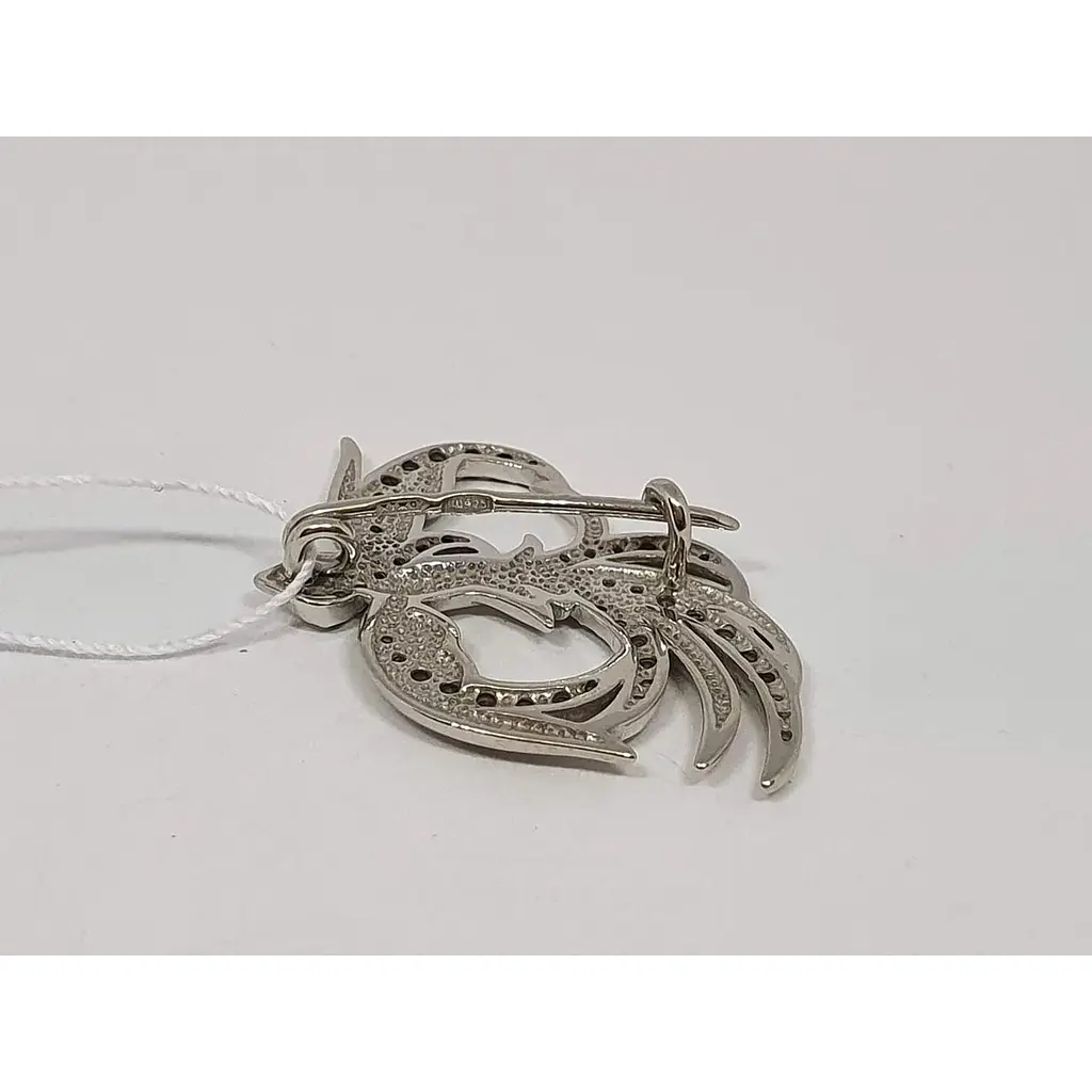 Срібна брошка Ірій Фенікс з фіанітами. 9516 - фото 2