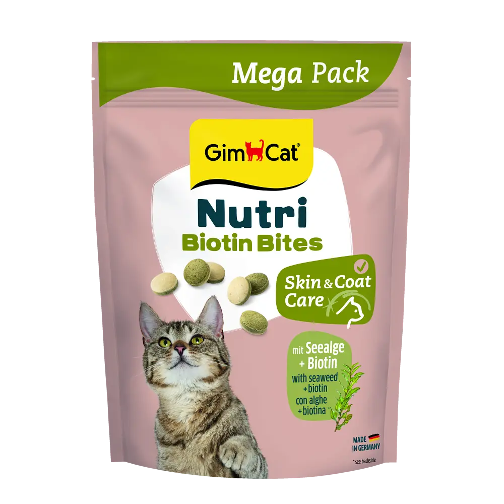 Вітамінні ласощі для кішок GimCat Nutri Biotin Bites Seaweed ДжимКет для покращення стану вовни та шкіри з морськими водоростями 425 г (арт.G-419701)