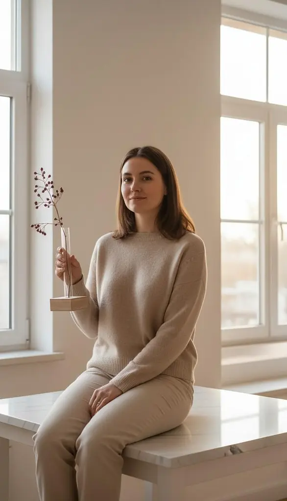 Мініатюрна скляна ваза-пробірка для квітів на дерев’яній підставці - фото 2