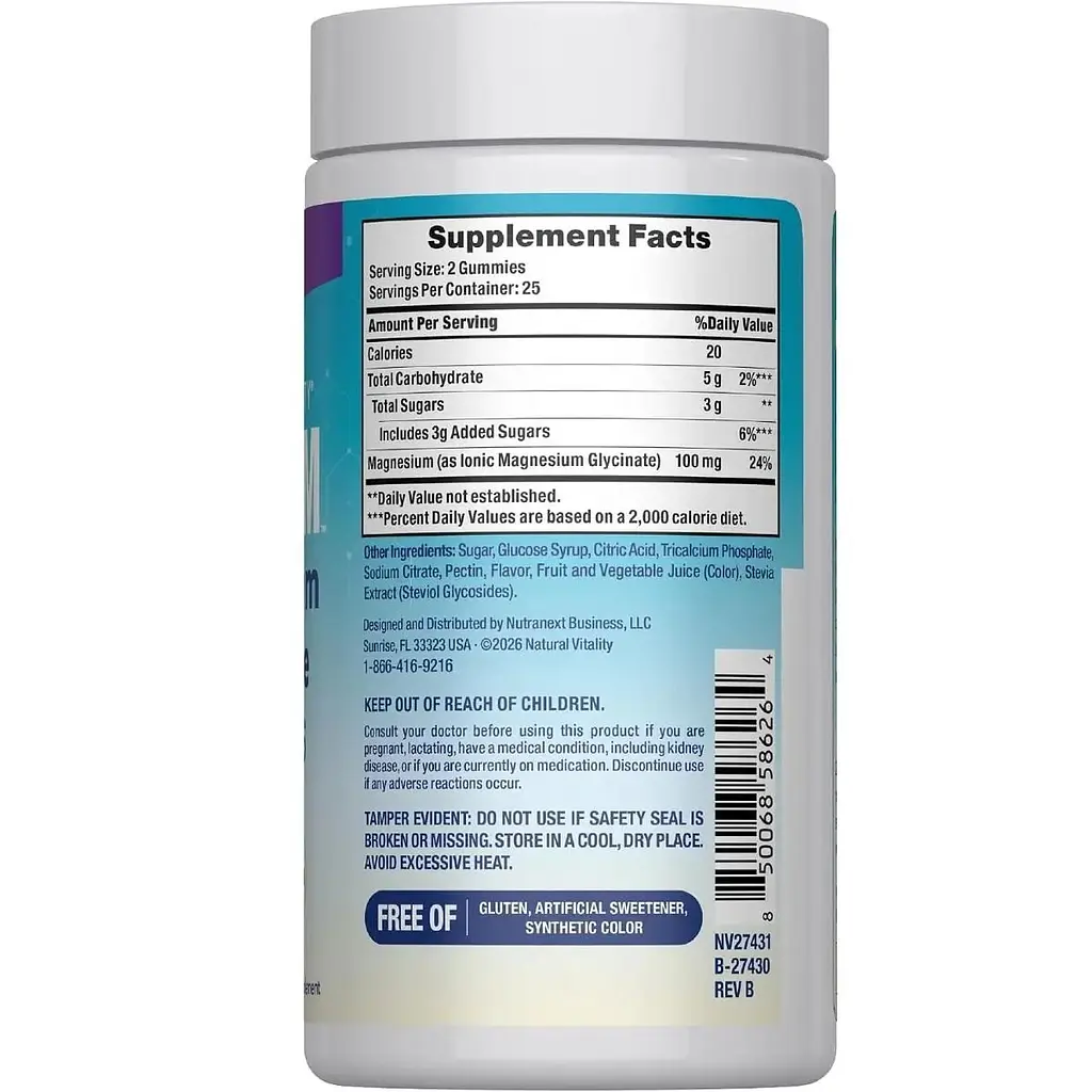 Магній гліцинат Natural Vitality CALM Magnesium Glycinate смак винограду 50 жувальних цукерок - фото 2