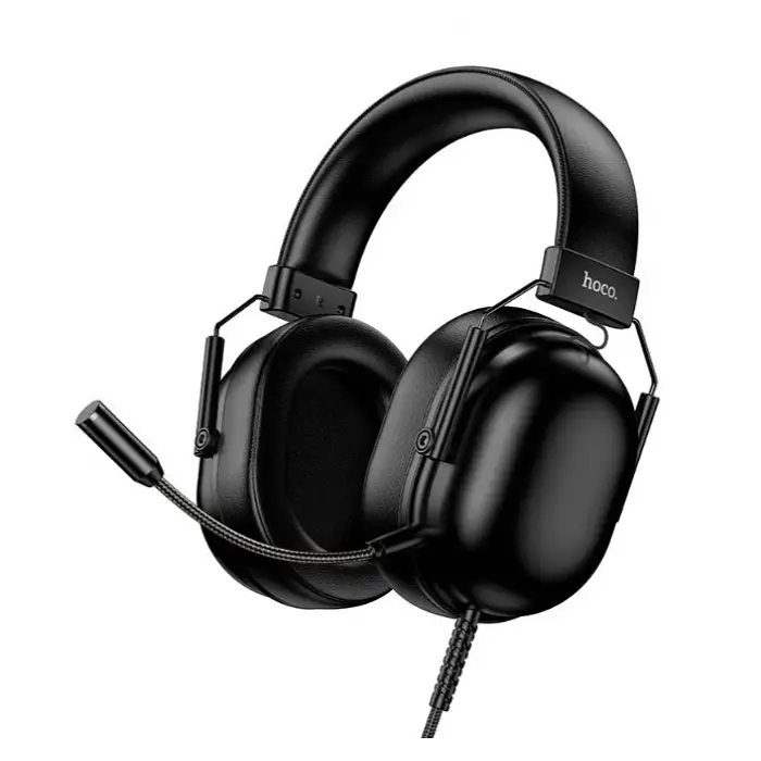 Наушники накладные проводные Hoco W113 USB, динамики 50 мм, кабель 2 м, съемный микрофон, черные - фото 2