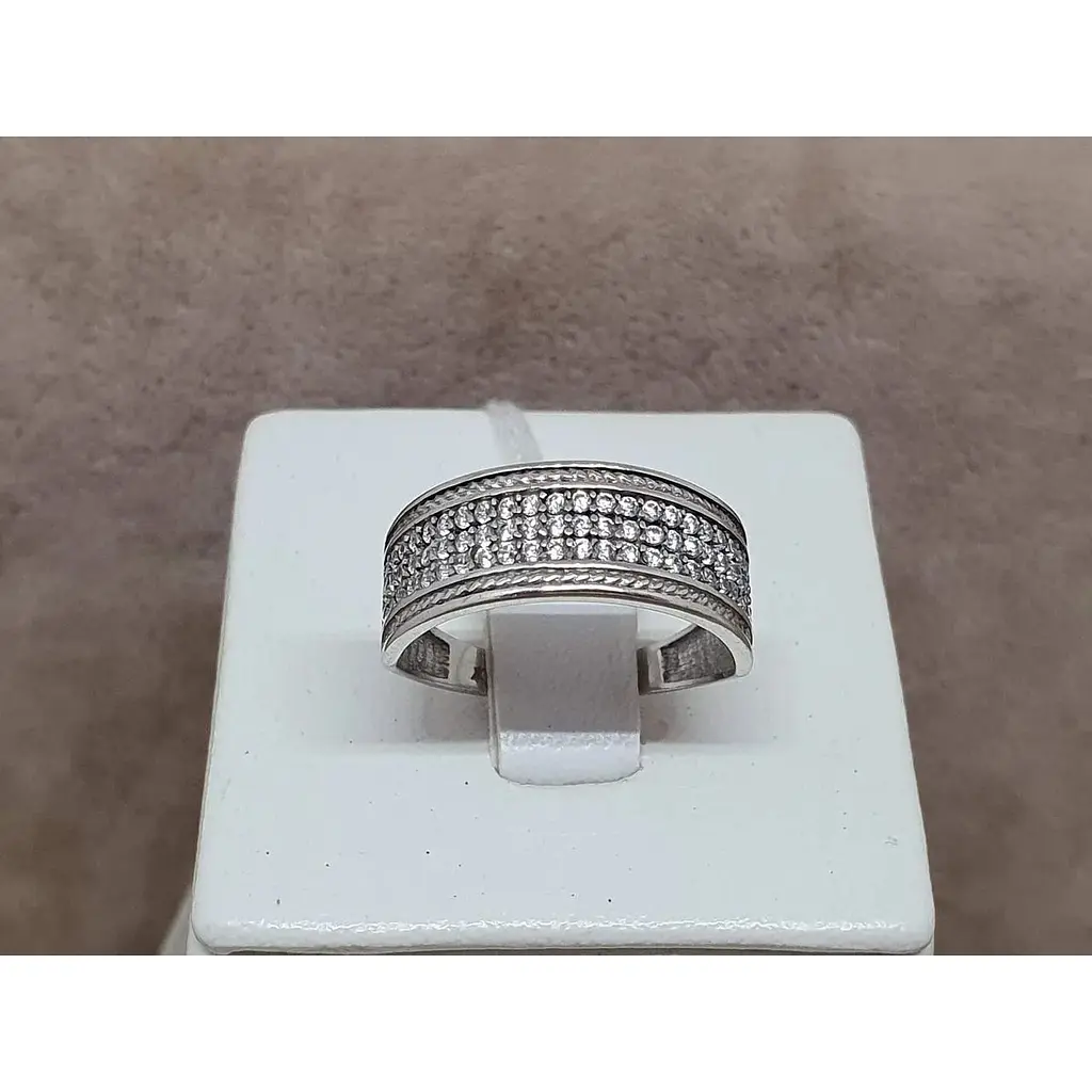 Срібне кільце Агні Річка Широка з фіанітами. 1578/9Р-CZ 19 - фото 4