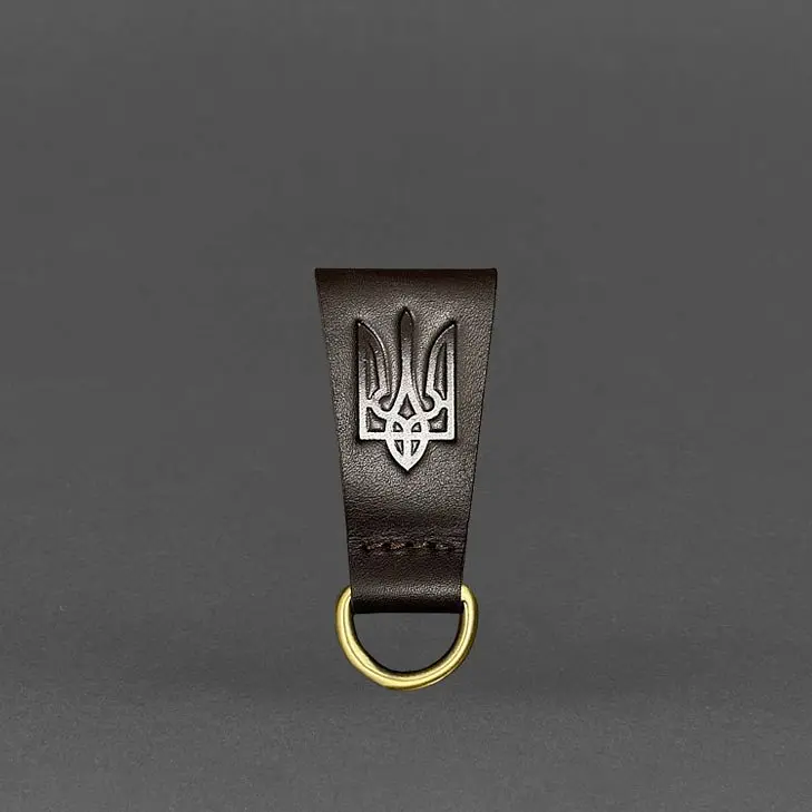 Шкіряний тренчик на пояс з тризубом - фото 6