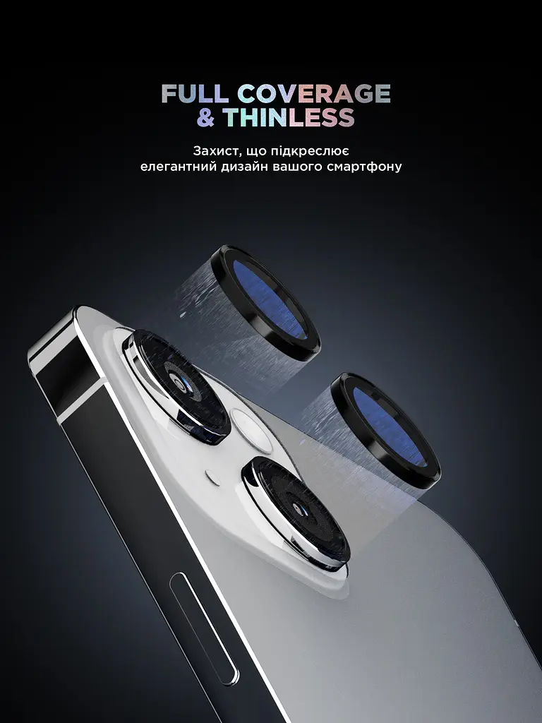 Захисне скло для камери Apple iPhone 15/15 Plus, Supreme BI, чорний колір, з рамкою, глянцеве скло для захисту лінз, протиударне, прозоре, з клейовим шаром по контуру, не впливає на якість фото, ArmorStandart (ARM76585) - фото 2
