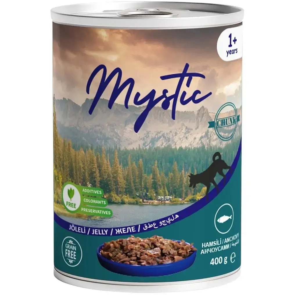 Вологий корм для собак Mystic шматочки анчоуса в желе 400 г (609225)