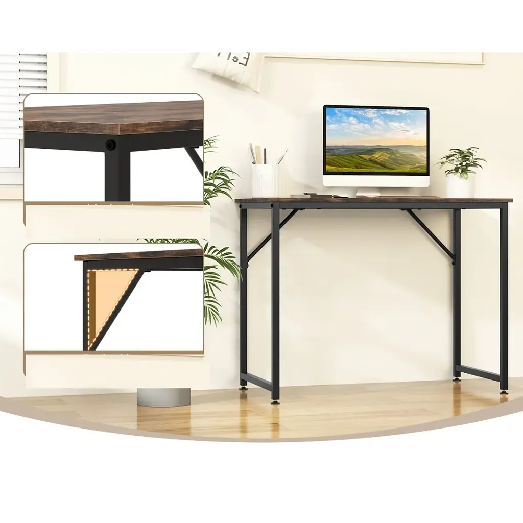 Письмовий стіл Costway Homart із сталевим каркасом коричневий - фото 11
