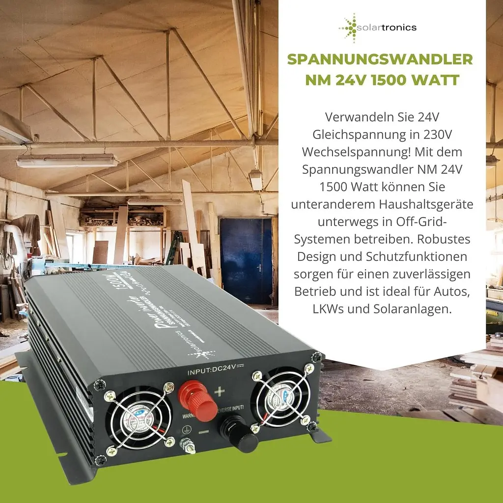 Інвертор Solartronics 24V–230V 1500 Вт з 2 розетками та USB, модифікована синусоїда - фото 5