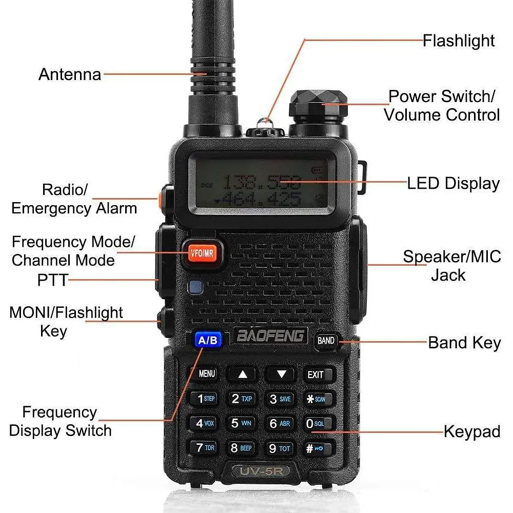 Портативна тактична рація Baofeng UV-5R 5W дводіапазонна з гарнітурою VHF136-174/UHF400-520 МГц (18835) - фото 7