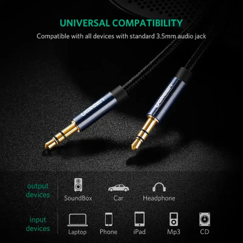 Кабель мультимедійний 3.5mm M to 3.5mm M 2.0m AV112 blue Ugreen (10687) - фото 2