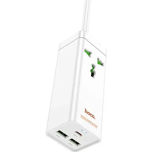 Мережевий подовжувач Hoco AC9A Talent PD30W (1C2A with 1 socket) Desktop Charger White - фото 3