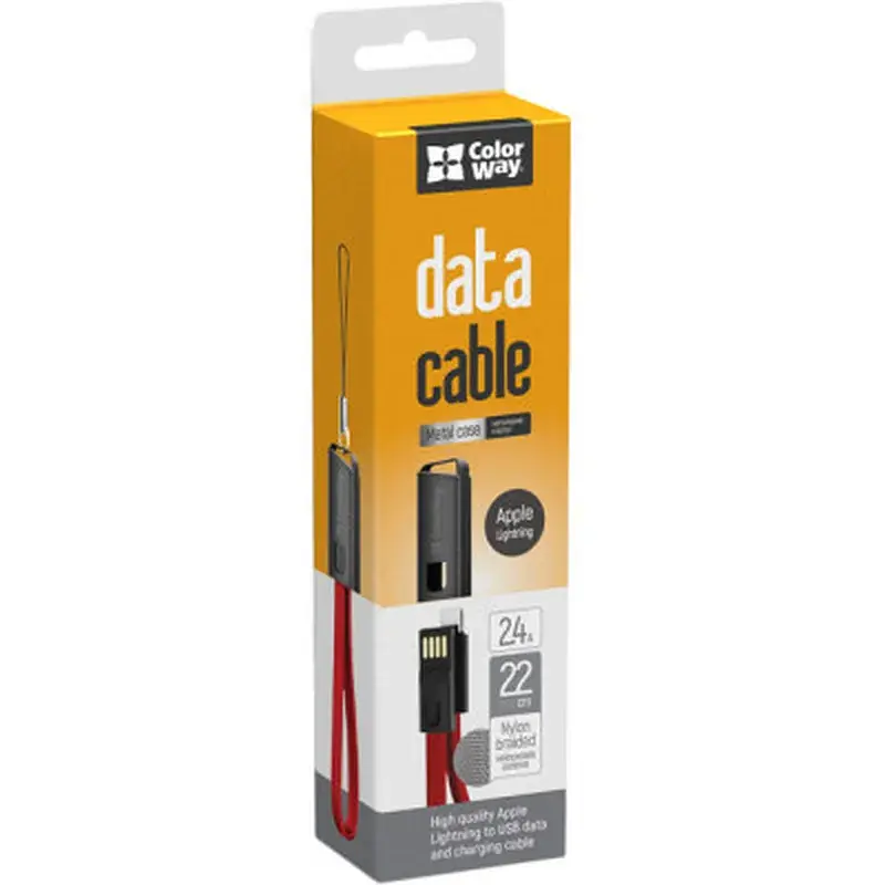 Дата кабель USB 2.0 AM to Lightning 0.22m red ColorWay (CW-CBUL021-RD) - фото 4