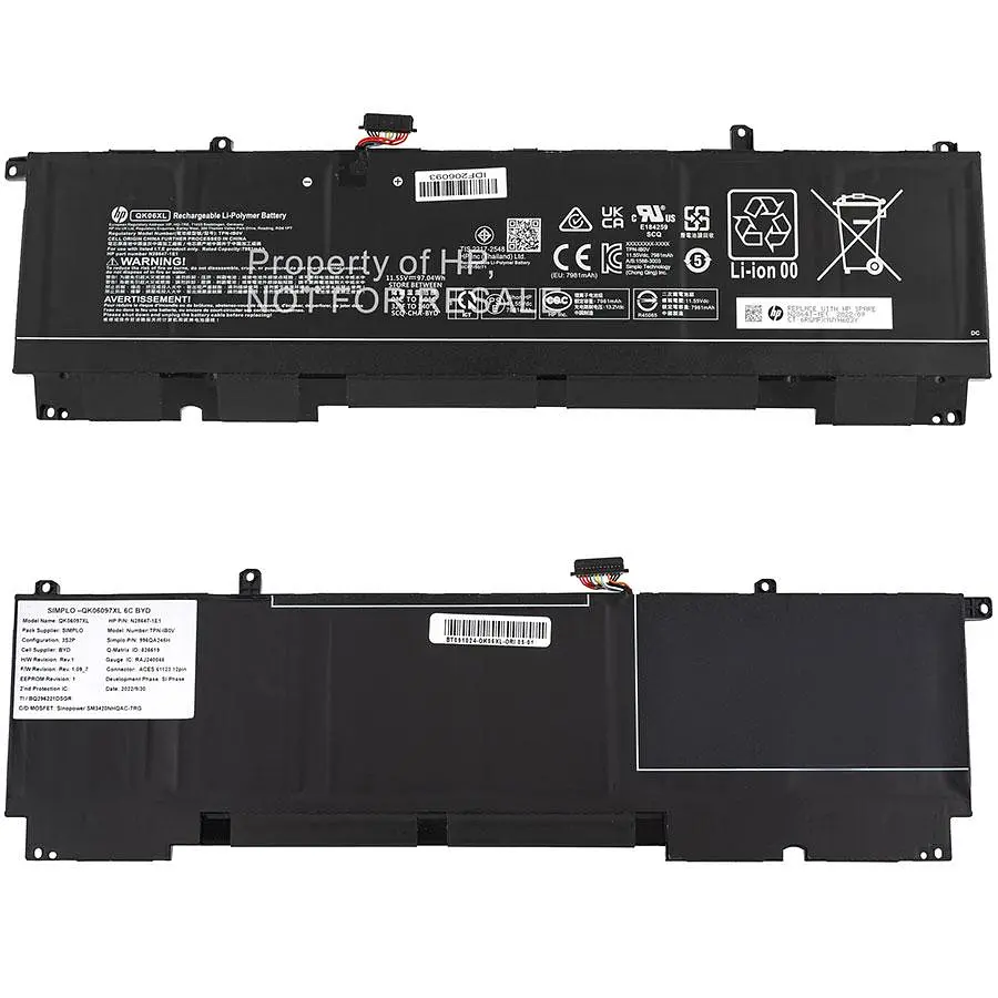 Батарея Hewlett Packard для ноутбука HP QK06XL (Omen 16-U) 11.55V 7980mAh Чорний - фото 2