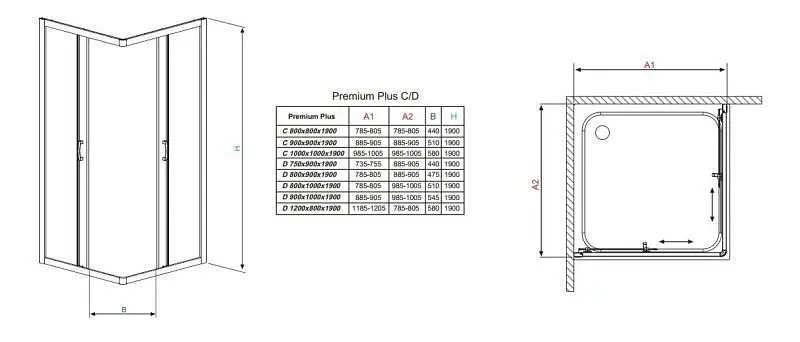 Душова кабіна Radaway Premium Plus D 90x75x190 скло прозоре 30433-01-01N - фото 4