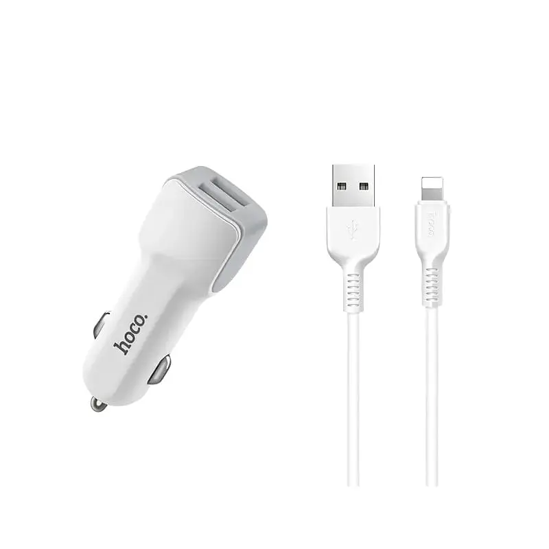 Адаптер автомобильный Hoco Lightning cable Z23 2USB, 2.4A
