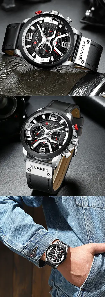 Годинник наручний Curren 8329 Silver Black Silver (18690) - фото 2