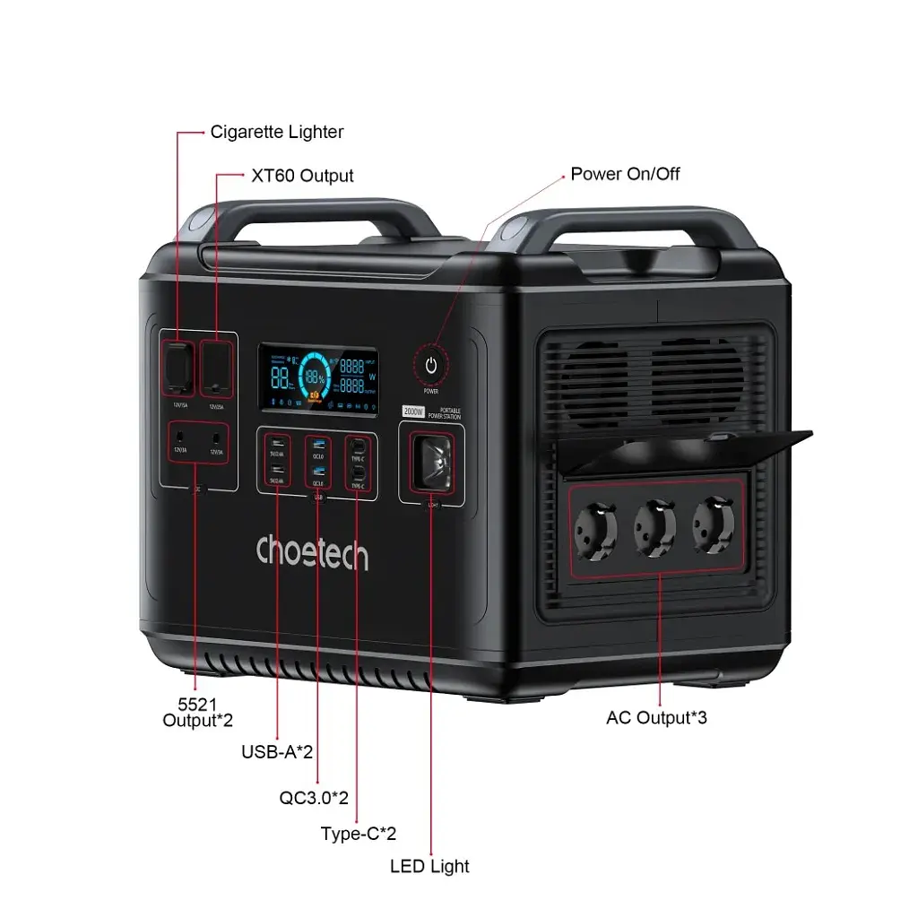 Зарядна станція Choetech BS006 2000W (BS006) - фото 4