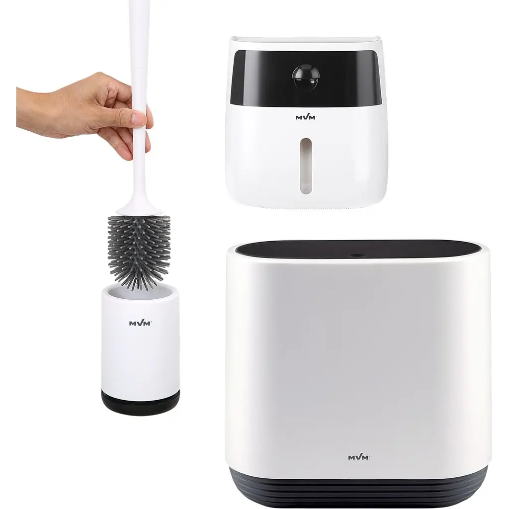 Набір аксесуарів для ванної кімнати МВМ My Home MVM-02 білий з чорним (MVM-MH-02 WHITE/BLACK)
