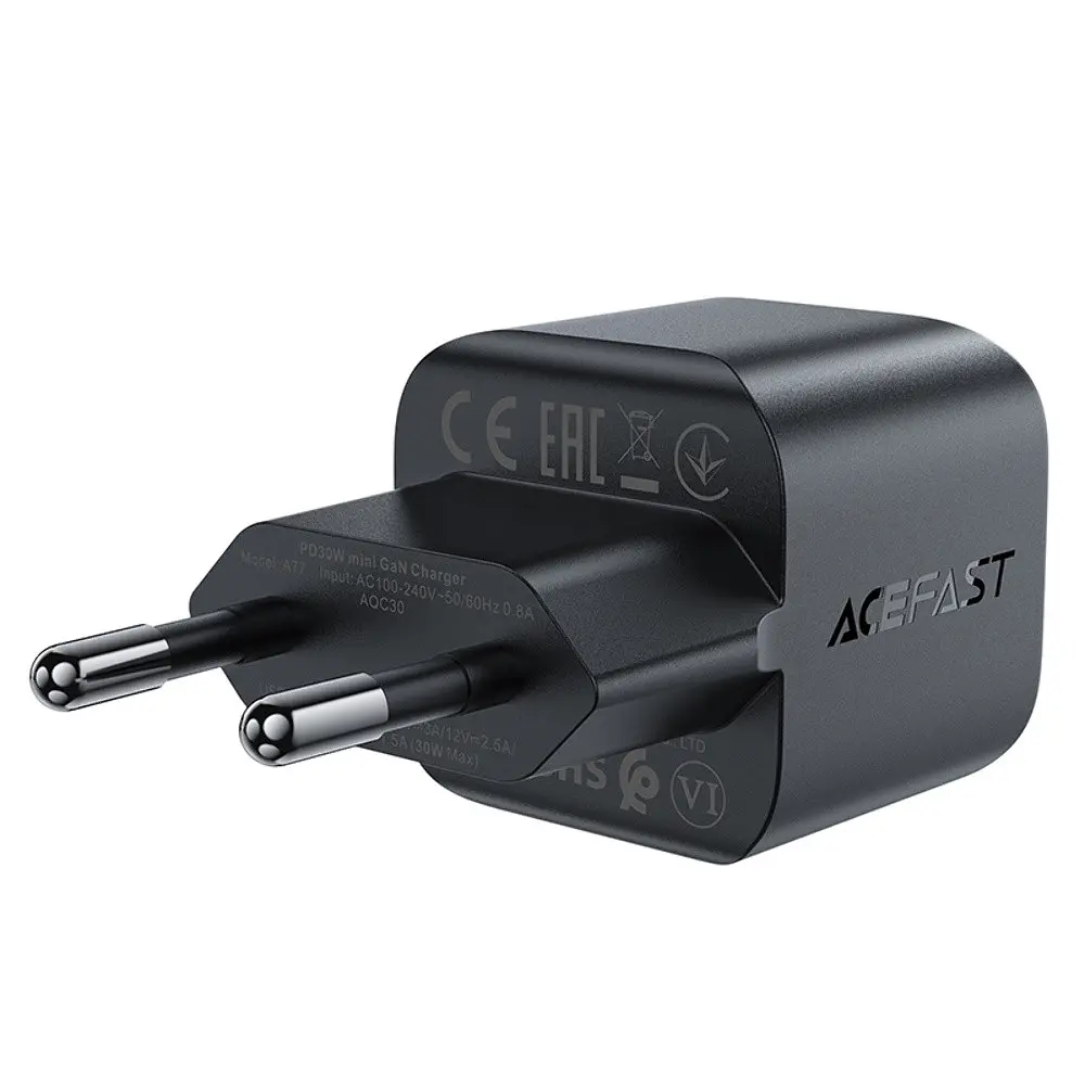 Зарядний пристрій Acefast A77 mini Type-C PD30W GaN чорний - фото 4