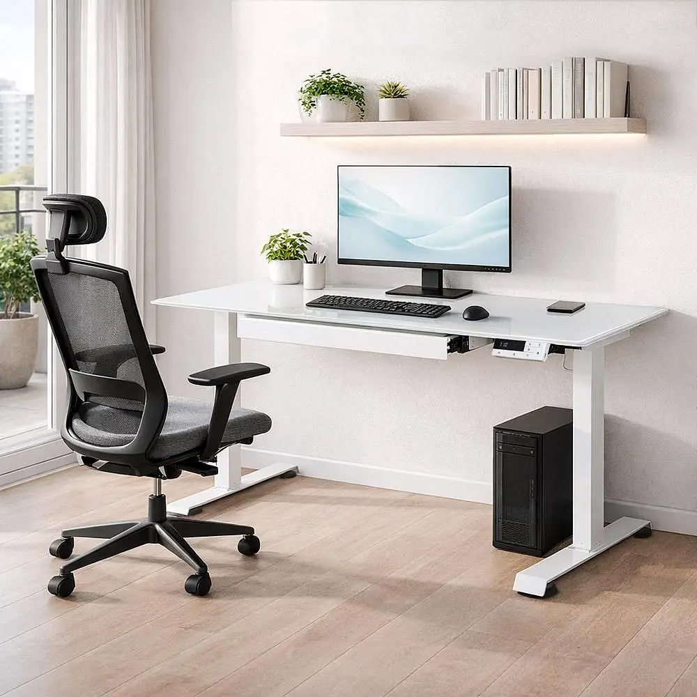 Стіл Mealux PowerDesk Glass White з електрорегулюванням висоти (EVO-201 Glass/White) - фото 3