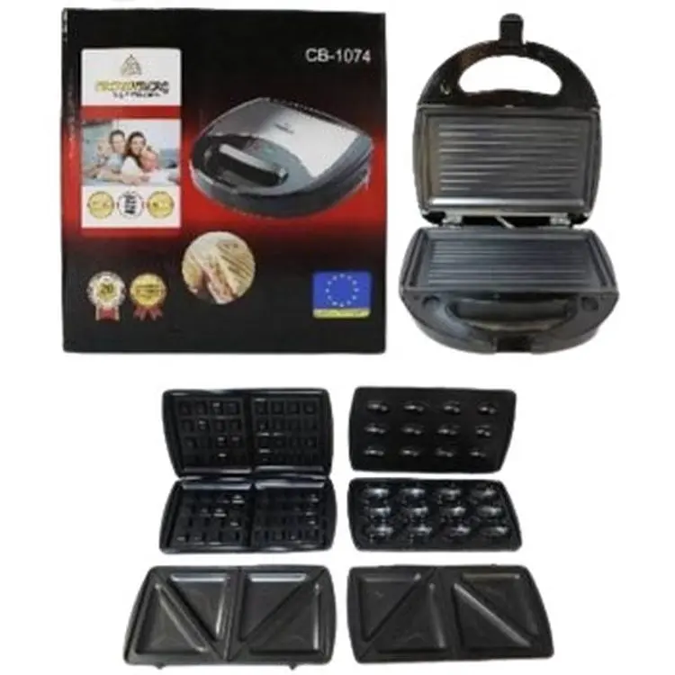 Сендвичница Crownberg CB-1074, 4 в 1 антипригарная сменные пластины 750 Вт черная (1074_820) - фото 4