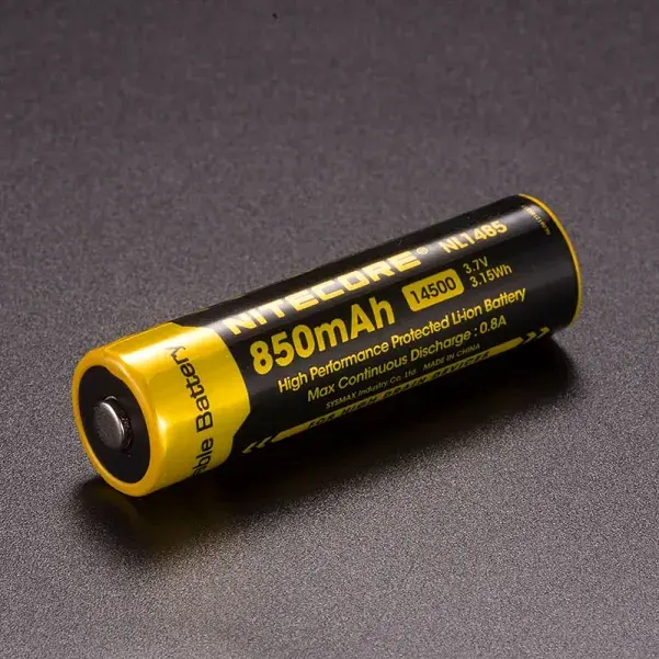 Акумулятор 14500 Nitecore NL1485 850mAh Li-Ion 3.7V (Чорно-жовтий) - фото 2