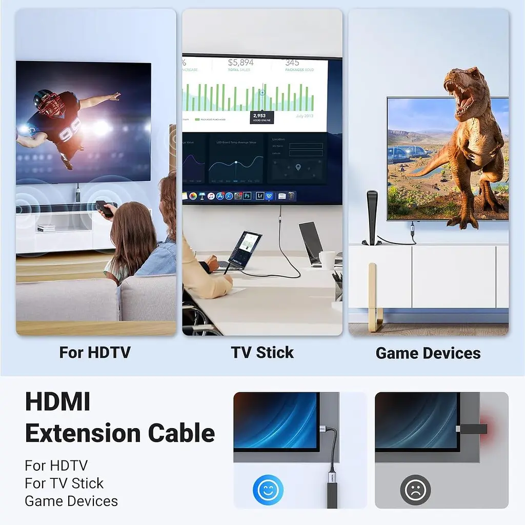 Кабель UGREEN HD165 удлинитель HDMI 2.1 4K 120HZ 8K 60HZ 17cm (15518) - фото 5