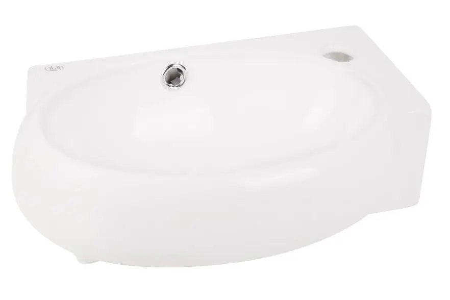 Комплект Qtap Leo: Раковина подвесная овальная правая 430x285x160 мм White + Донный клапан PU02O (QT11115011RWN47333) - фото 3